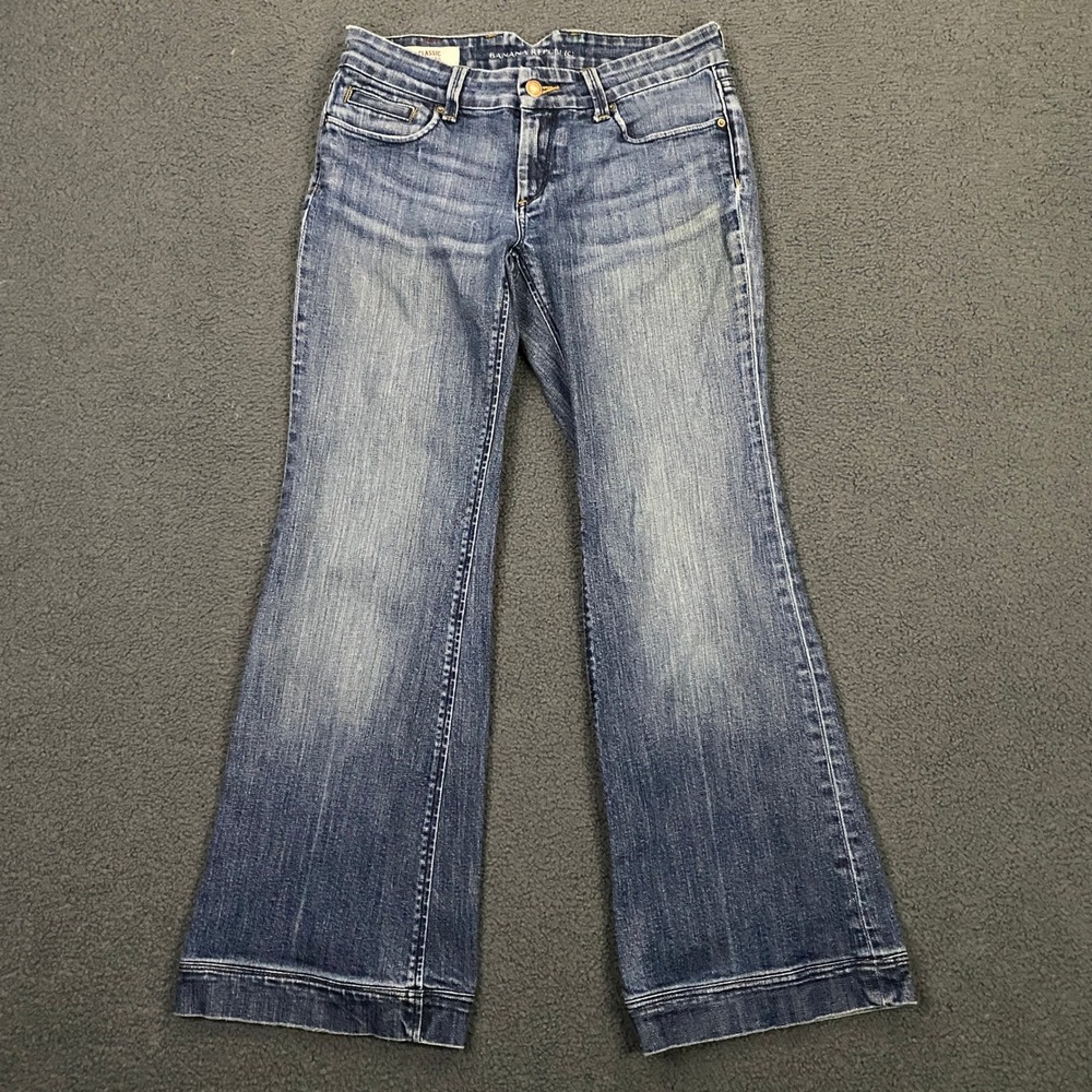 Banana Republic Jeans Womens 4 Blue Wide Leg Flare Low Rise Vintage Y2K Denim
